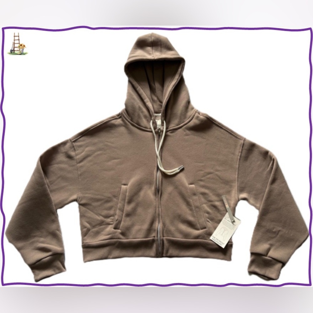 NWT-No Comment Cropped Zip-Up Hoodie